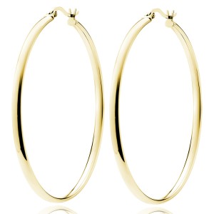 Cercei rotunzi argint placati cu aur galben Ø50 mm x 3 mm Classic Hoops DiAmanti KHV350G-DIA (Argint 925‰ 7 g.)